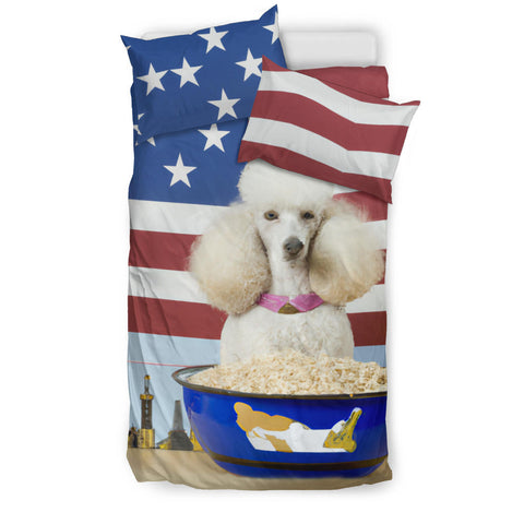 [AI Generated] Poodle with a bowl from New York Bedding Set