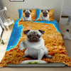 [AI Generated] Pug with a bowl from California Bedding Set