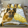 [AI Generated] German Shepherd with a bowl from california Bedding Set