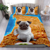 [AI Generated] Pug with a bowl from California Bedding Set