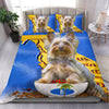 [AI Generated] Yorkie with a bowl from florida Bedding Set