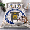 [AI Generated] Bulldog with a bowl from Massachusetts Bedding Set