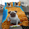 [AI Generated] Pug with a bowl from California Bedding Set