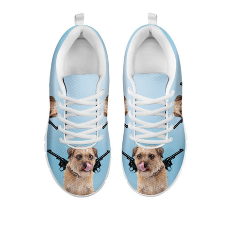 Amazing Two Guns With Border Terrier Print Running Shoes For WomenFor 24 Hours Only