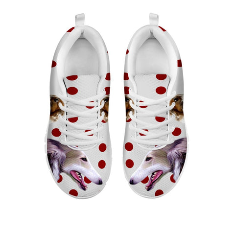 Amazing Borzoi Dog With Red Dots Print Running Shoes For WomenFor 24 Hours Only