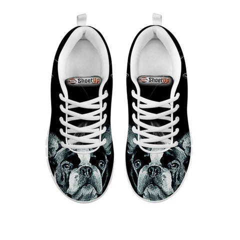 Boston Terrier Black Print Running Shoes For WomenFor 24 Hours Only