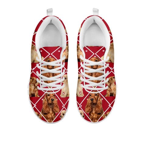 Amazing Cocker Spaniel Dog In Red Boxes Print Running Shoes For WomenFor 24 Hours Only