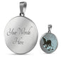 Clydesdale Horse Print Circle Pendant Luxury Necklace