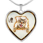 Lovely Bengal Cat Print Heart Charm Necklaces