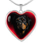 Rottweiler Dog Print Heart Charm Necklaces