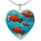 Southern platyfish Fish Print Heart Charm Necklaces
