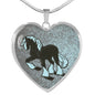 Clydesdale Horse Print Heart Pendant Luxury Necklace