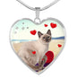 Cute Tonkinese Cat Print Heart Pendant Luxury Necklace
