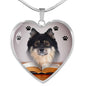 Finnish Lapphund Print Heart Pendant Luxury Necklace