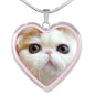 Cute Snoopy Cat Print Heart Charm Necklaces