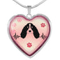 English Springer Spaniel Dog Print Heart Charm Necklaces