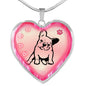 Cute French Bulldog Print Heart Charm Necklaces