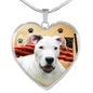 Dogo Argentino Print Heart Pendant Luxury Necklace