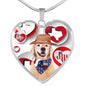 Golden Retriever Print Texas Heart Pendant Luxury Necklace