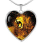 Roaring Lion Art Print Heart Charm Necklaces