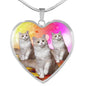 Ragamuffin Cat Print Heart Pendant Luxury Necklace