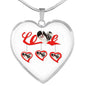 Japanese Chin Print Heart Charm Luxury Necklace