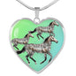 Quarter Horse Art Print Heart Charm Necklaces