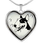 Bull Terrier Dog Art Print Heart Charm Necklaces