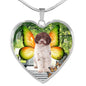 Cute Lagotto Romagnolo Dog Print Heart Pendant Luxury Necklace