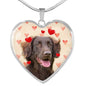 Flat Coated Retriever Print Heart Pendant Luxury Necklace
