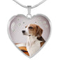 English Foxhound Print Heart Pendant Luxury Necklace