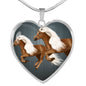 Haflinger Horse Art Print Heart Charm Necklaces