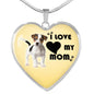 Jack Russell Terrier Print Heart Pendant Luxury Necklace