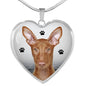 Cute Pharaoh Hound Print Heart Pendant Luxury Necklace