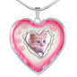 Cute Kitten Print Heart Charm Necklaces