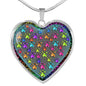 Colorful Paws Print Heart Charm Necklaces