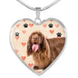 Sussex Spaniel Print Heart Pendant Luxury Necklace