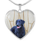 Curly Coated Retriever Print Heart Pendant Luxury Necklace