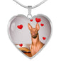 Pharaoh Hound Print Heart Pendant Luxury Necklace