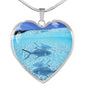 Fish Print Heart Pendant Luxury Necklace
