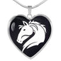 Friesian Horse Vector Art Print Heart Charm Necklaces