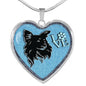 Papillon Dog On Denim Print Heart Charm Necklaces