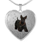 Scottish Terrier Print Heart Pendant Luxury Necklace