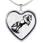 Mustang Horse Art Print Heart Charm Necklaces