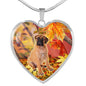 Cute Bullmastiff Print Heart Pendant Luxury Necklace