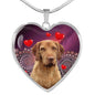 Wirehaired Vizsla Print Heart Pendant Luxury Necklace