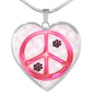 Peace Sign With Paws Print Heart Charm Necklaces