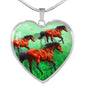 Arabian Horse Art Print Heart Charm Necklaces