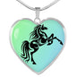 Amazing Horse Vector Print Heart Charm Necklaces