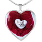 Lovely Burmilla Cat Print Heart Pendant Luxury Necklace